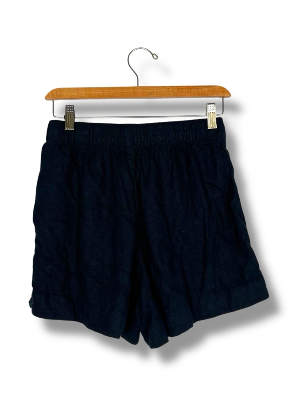 Abercrombie & Fitch Linen Blend Shorts Black Pull On Small Pockets Travel Lined - Picture 7 of 9
